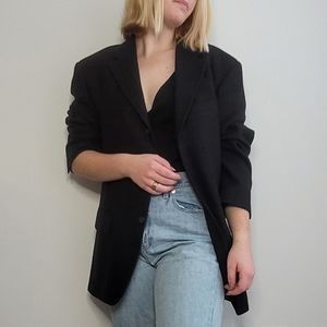 Oscar de la Renta Black plaid men's oversized blazer jacket